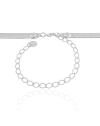 Choker Malha Fita 5 mm Ródio Branco
