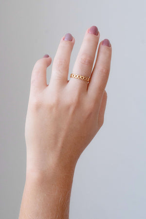 Anel Corações Vazados Tamanho 12 Banhado a Ouro 18K