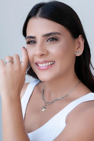 Anel Corações Vazados Tamanho 12 Ródio Branco