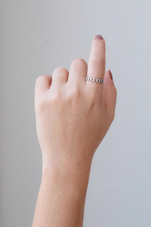 Anel Corações Vazados Tamanho 14 Ródio Branco