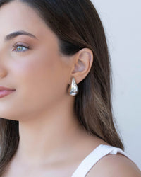 Brinco Gota Lisa 3.2 cm Ródio Branco