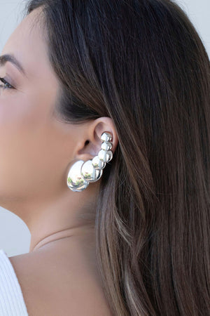 Ear Cuff Bolas Achatadas Ródio Branco