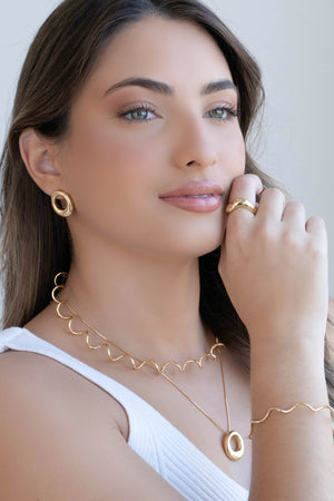 Aro Ondulado Banhado a Ouro 18K