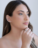 Ear Cuff Cravejado Cristal Ródio Branco