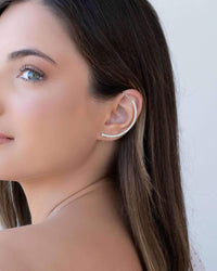 Ear Cuff Cravejado Cristal Ródio Branco