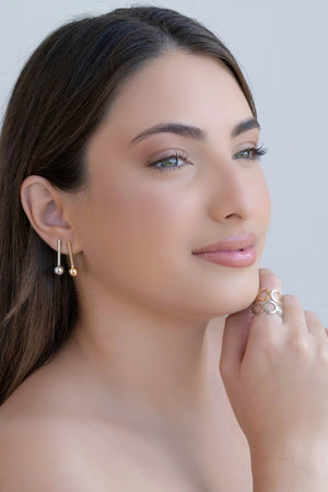 Brinco Palito Bola Lisa Ródio Branco