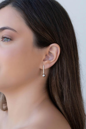 Brinco Palito Bola Lisa Ródio Branco