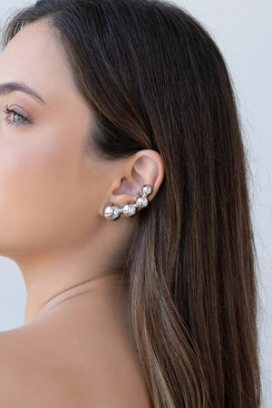 Ear Cuff Bolas Lisas Ródio Branco