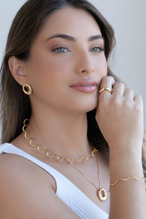 Bracelete Ondulado Banhado a Ouro 18K