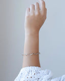 Bracelete Ondulado Ródio Branco