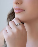 Anel Ajustável Cravejado Cristal Tamanho P Ródio Branco