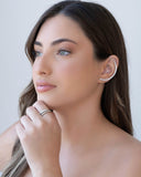 Anel Ajustável Cravejado Cristal Tamanho G Ródio Branco