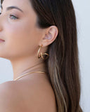 Brinco Meia Argola Fio Liso 4.2 cm Banhado a Ouro 18K