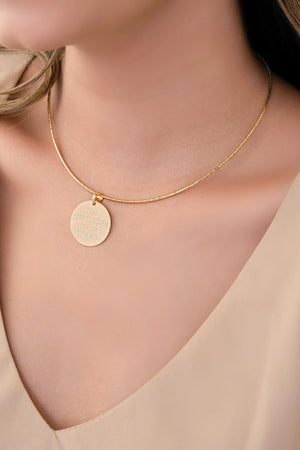 Pingente Redondo Tudo Posso Naquele Que Me Fortalece Banhado a Ouro 18K