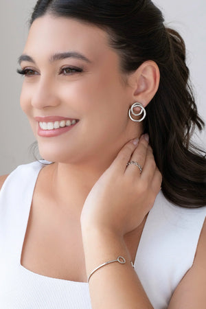 Bracelete Filete Esferas Vazadas Liso Ródio Branco