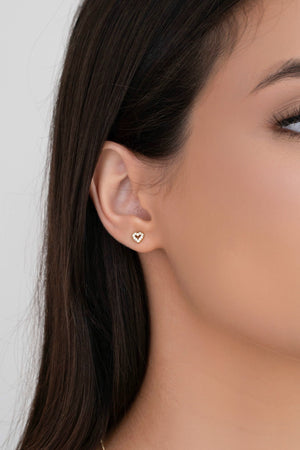 Brinco Coração Cravejado Cristal Banhado a Ouro 18K