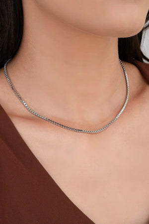 Gargantilha Veneziana 2 mm Ródio Branco