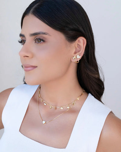 Colar Veneziana Coração Liso Banhado a Ouro 18K - 45 cm