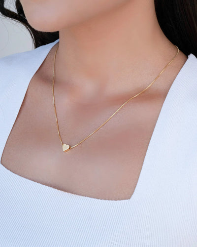 Colar Veneziana Coração Liso Banhado a Ouro 18K - 45 cm