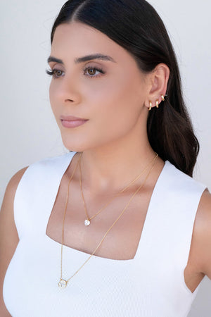 Gargantilha Veneziana Coração Zircônia Banhado a Ouro 18K