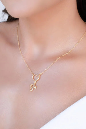 Gargantilha Filho Menina Coração Liso Banhado a Ouro 18K - 45 cm