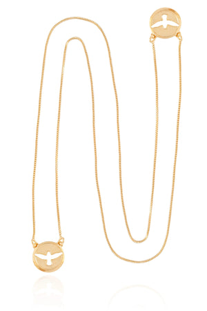 Escapulário Veneziana Espirito Santo Banhado a Ouro 18K