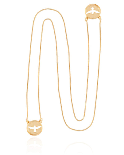 Escapulário Veneziana Espírito Santo Banhado a Ouro 18K - 30 cm