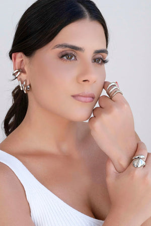 Anel Ajustável Liso Tamanho G Ródio Branco