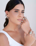 Anel Ajustável Liso Tamanho G Ródio Branco