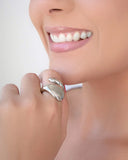 Anel Ajustável Liso Tamanho G Ródio Branco