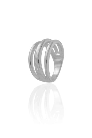 Anel Três Filetes Tamanho 14 Ródio Branco