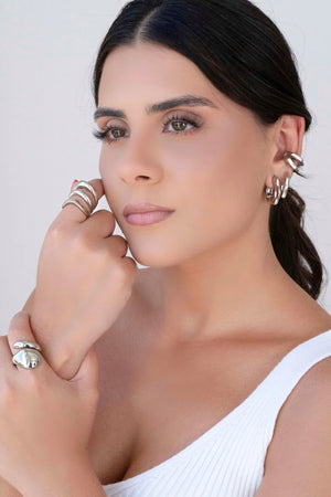 Brinco Argola Orgânica 2.6 cm Ródio Branco