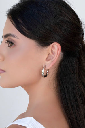 Brinco Argola Lisa 2.8 cm Ródio Branco