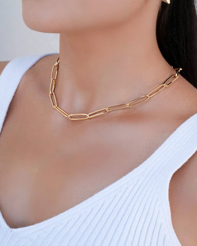 Choker Elos Ovais 7 mm Banhado a Ouro 18K