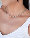 Choker Elos Ovais Ródio Branco