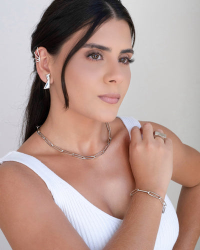 Pulseira Elos Ovais Ródio Branco