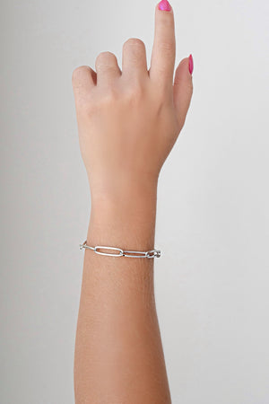 Pulseira Elos Ovais Ródio Branco