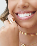 Anel Ajustável Filetes Liso Tamanho M Banhado a Ouro 18K