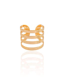 Anel Ajustável Filetes Liso Tamanho M Banhado a Ouro 18K