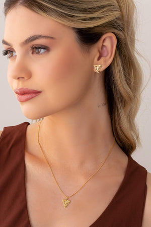 Gargantilha Veneziana Triângulo Orgânico Banhado a Ouro 18K