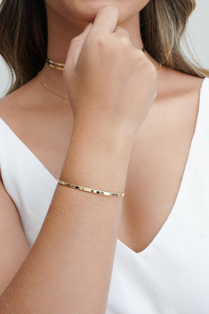 Bracelete Liso Banhado a Ouro 18K