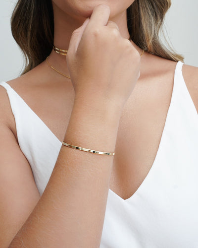 Bracelete Liso Flat 3mm Banhado a Ouro 18K