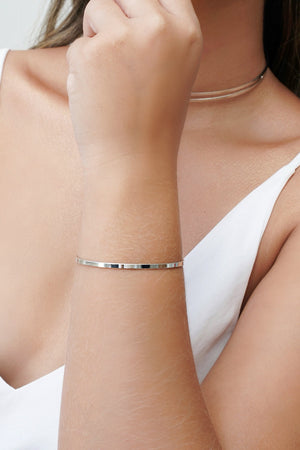 Bracelete Liso Ródio Branco