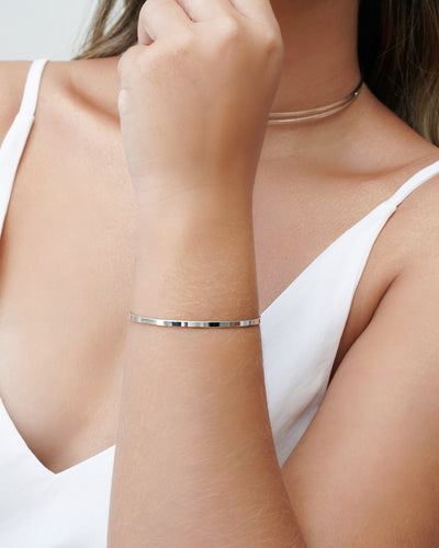Bracelete Liso Flat 3 mm Ródio Branco