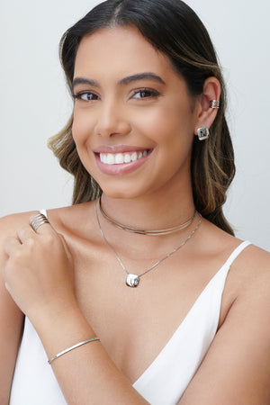 Bracelete Liso Ródio Branco