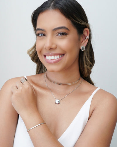 Bracelete Liso Flat 3 mm Ródio Branco
