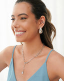 Gargantilha Elos Ovais Gota Zircônia Ródio Branco