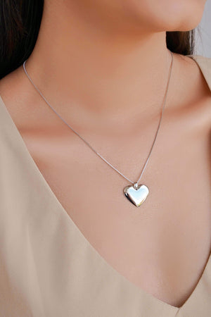 Gargantilha Veneziana Coração Liso Ródio Branco