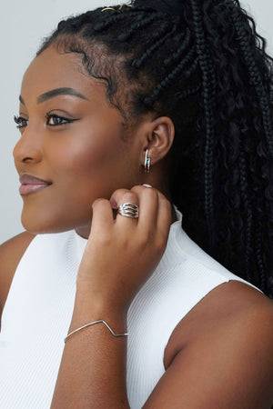 Anel Filetes Torcidos Tamanho 14 Ródio Branco