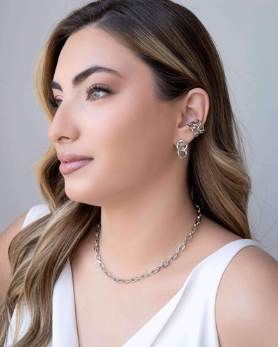 Choker Elos Lisos 4 mm Ródio Branco - 35 cm